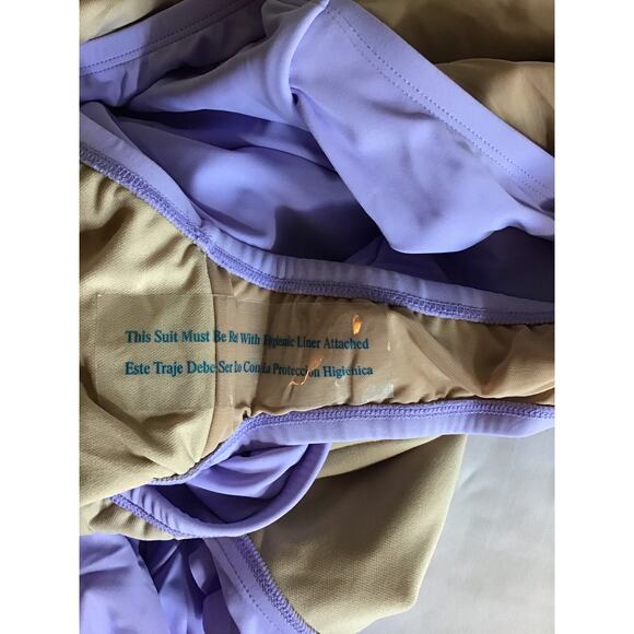 Shade & Shore Women One Piece SwimSuit Sz.16 Purple NWT Flutter Sleeve Slimming - Picture 7 of 9